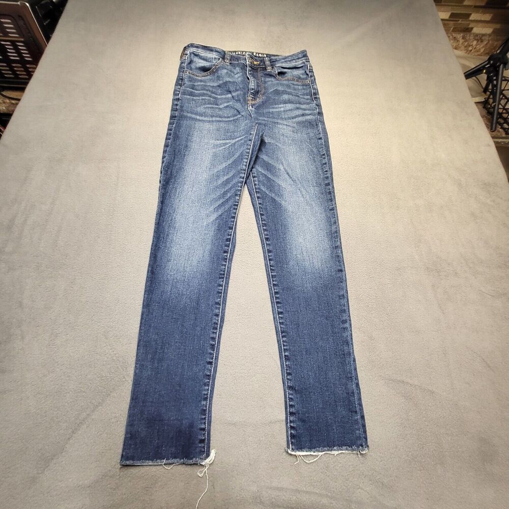 American Eagle Jeans Womens 6 Blue Super‎ High Rise Jegging Distressed Stretch